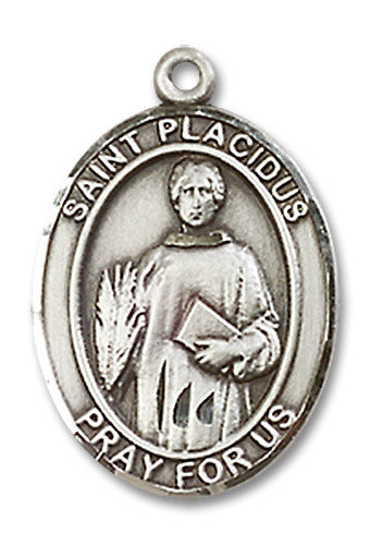 Extel Medium Oval Sterling Silver St. Placidus Medal, Made in USA