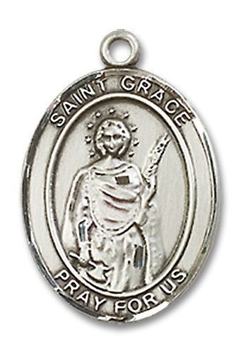 Extel Medium Oval Sterling Silver St. Grace Medal, Made in USA