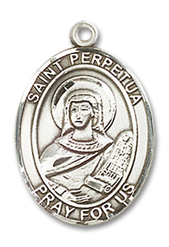 Extel Medium Oval Sterling Silver St. Perpetua Medal, Made in USA