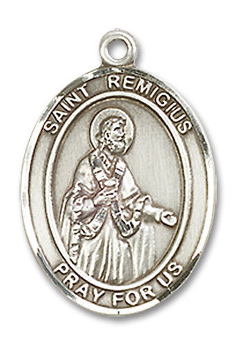 Extel Medium Oval Sterling Silver St. Remigius of Reims Medal, Made in USA