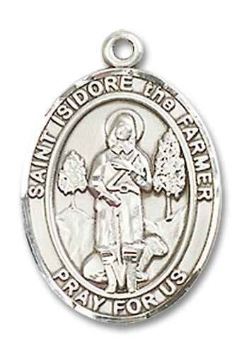 Extel Medium Oval Sterling Silver St. Isidore the Farmer Medal, Made in USA