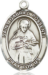Extel Medium Oval Sterling Silver St. Gabriel Possenti Medal, Made in USA