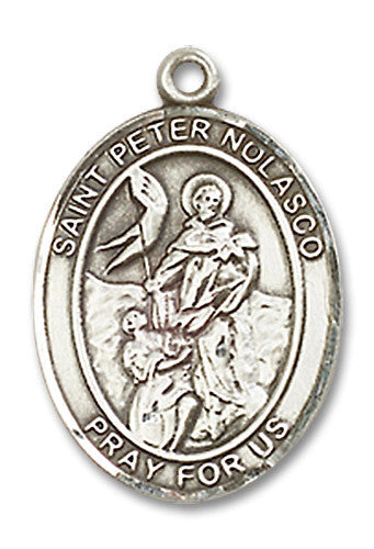 Extel Medium Oval Sterling Silver St. Peter Nolasco Medal, Made in USA