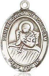 Extel Medium Oval Sterling Silver St. Lidwina of Schiedam Medal, Made in USA