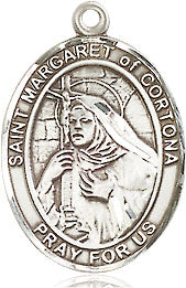 Extel Medium Oval Sterling Silver St. Margaret of Cortona Medal, Made in USA