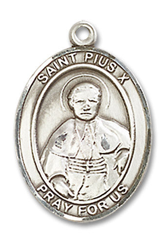 Extel Medium Oval Sterling Silver St. Pius X Medal, Made in USA