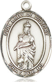 Extel Medium Oval Pewter Our Lady of Victory Medal Charm