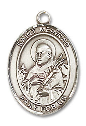Extel Medium Oval Sterling Silver St. Meinrad of Einsideln Medal, Made in USA