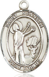 Extel Medium Oval Sterling Silver St. Kenneth Medal, Made in USA