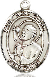 Extel Medium Oval Sterling Silver St. Rene Goupil Medal, Made in USA