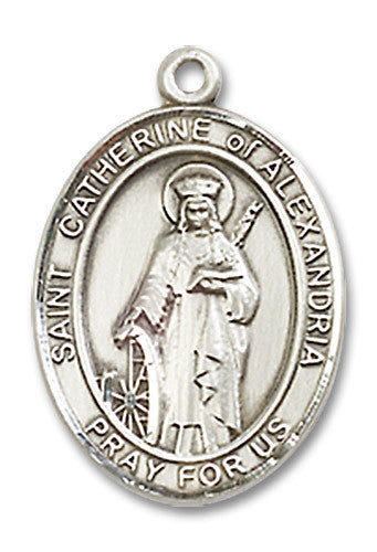 Extel Medium Oval Sterling Silver St. Catherine of Alexandria Medal, Made in USA