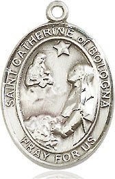 Extel Medium Oval Sterling Silver St. Catherine of Bologna Medal, Made in USA