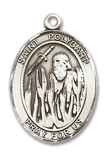 Extel Medium Oval Sterling Silver St. Polycarp of Smyrna Medal, Made in USA