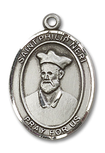 Extel Medium Oval Sterling Silver St. Philip Neri Medal, Made in USA