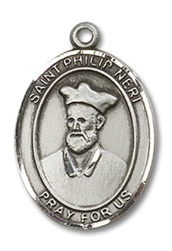 Extel Medium Oval Sterling Silver St. Philip Neri Medal, Made in USA