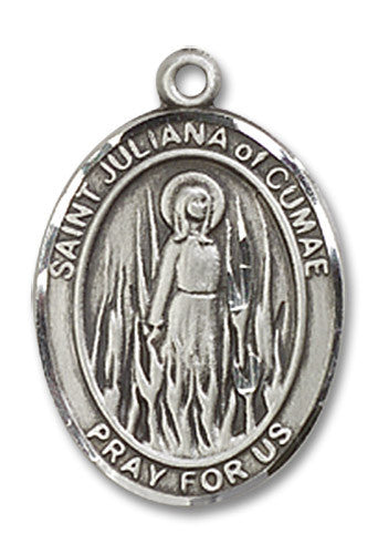 Extel Medium Oval Sterling Silver St. Juliana Medal, Made in USA