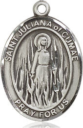 Extel Medium Oval Sterling Silver St. Juliana Medal, Made in USA