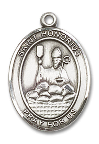 Extel Medium Oval Sterling Silver St. Honorius Medal, Made in USA
