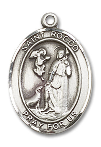 Extel Medium Oval Sterling Silver St. Rocco Medal, Made in USA