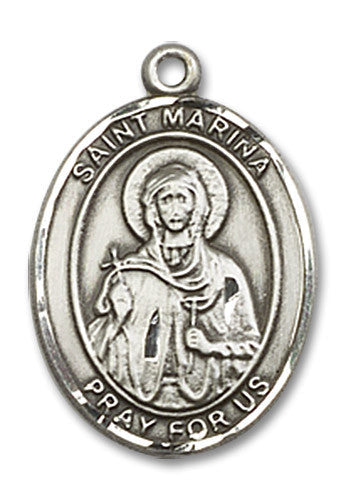 Extel Medium Oval Sterling Silver St. Marina Medal, Made in USA