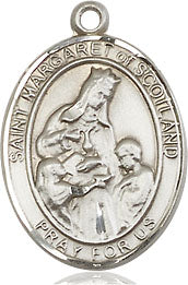 Extel Medium Oval Sterling Silver St. Margaret of Scotland Medal, Made in USA