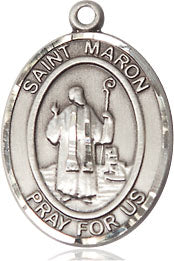Extel Medium Oval Sterling Silver St. Maron Medal, Made in USA