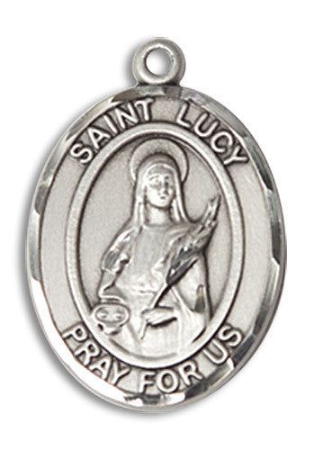 Extel Medium Oval Sterling Silver St. Lucy Medal, Made in USA