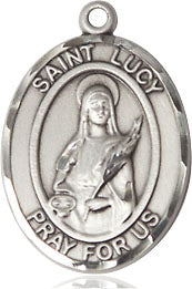 Extel Medium Oval Sterling Silver St. Lucy Medal, Made in USA