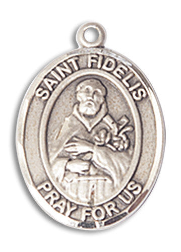 Extel Medium Oval Sterling Silver St. Fidelis Medal, Made in USA