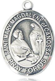 Extel Medium Oval Sterling Silver St. Mary Magdalene of Canossa Medal, Made in USA
