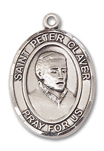 Extel Medium Oval Sterling Silver St. Peter Claver Medal, Made in USA