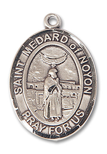 Extel Medium Oval Sterling Silver St. Medard of Noyon Medal, Made in USA