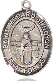 Extel Medium Oval Sterling Silver St. Medard of Noyon Medal, Made in USA
