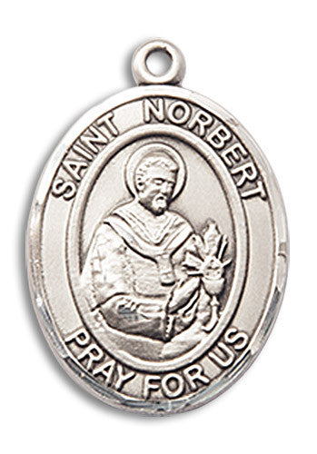Extel Medium Oval Sterling Silver St. Norbert of Xanten Medal, Made in USA