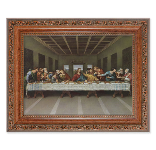 The Last Supper Picture Framed Wall Art Decor, Medium, Antiqued Dark Mahogany Finished Frame with Acanthus-Leaf Detail