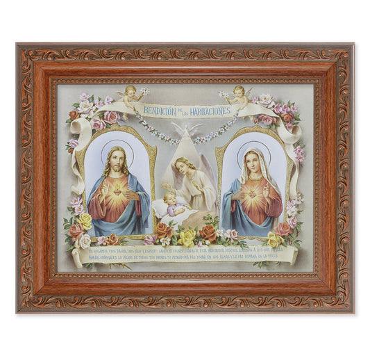 Sacred Heart of Jesus Immaculate Heart of Mary Baby Room Blessing SHJ-IHM (Spanish) Picture Framed