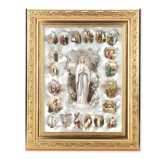 20 Mysteries of the Rosary Framed Wall Art Decor Medium