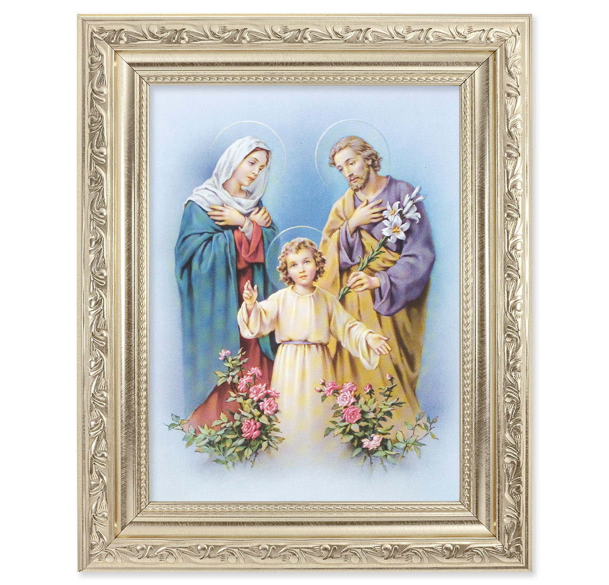 Holy Family Picture Framed Wall Art Decor Medium Silver Frame