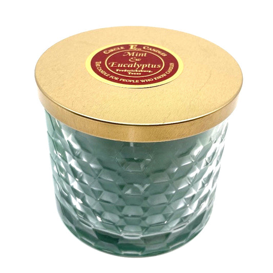 Circle E Candles, Mint & Eucalyptyus Scent, Medium Size Jar Candle, 17oz, 2 Wicks