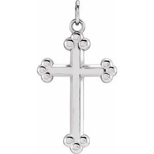 Extel Medium 14K White Gold Cross Pendant Charm Made in USA