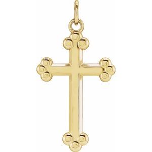 Extel Medium 14K Yellow Gold Cross Pendant Charm Made in USA