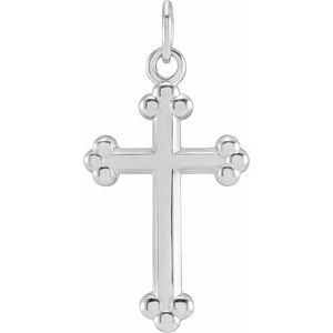 Extel Medium 14K White Gold Religious Cross Pendant Charm