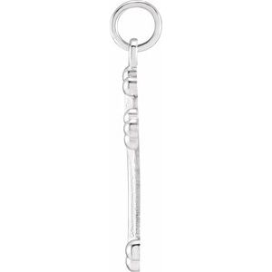 Extel Medium 14K White Gold Religious Cross Pendant Charm