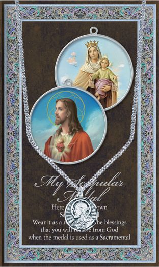 Scapular Pewter Medal Pendant with Chain Made in USA