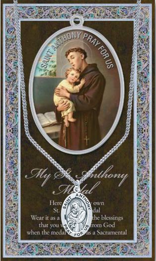 St. Anthony Pewter Medal Pendant with Chain Made in USA
