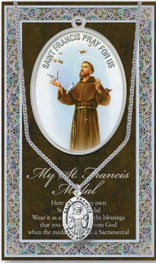 St. Francis Pewter Medal Pendant with Chain Made in USA