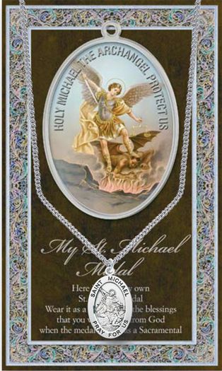 St. Michael Pewter Medal Pendant with Chain Made in USA