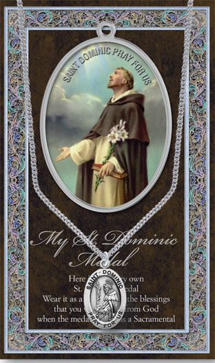 St. Dominic Pewter Medal Pendant with Chain Made in USA