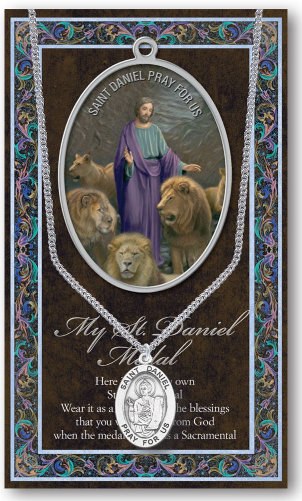 St. Daniel Pewter Medal Pendant with Chain Made in USA