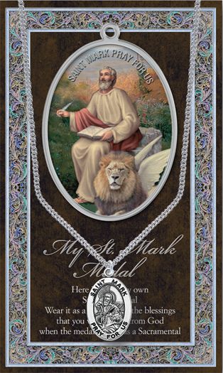 St. Mark Pewter Medal Pendant with Chain Made in USA